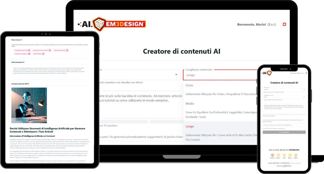 Mockup di intelligenza artificiale generativa per il copywriting Ai.EM3DESIGN Mockup di intelligenza artificiale generativa per il copywriting Ai.EM3DESIGN